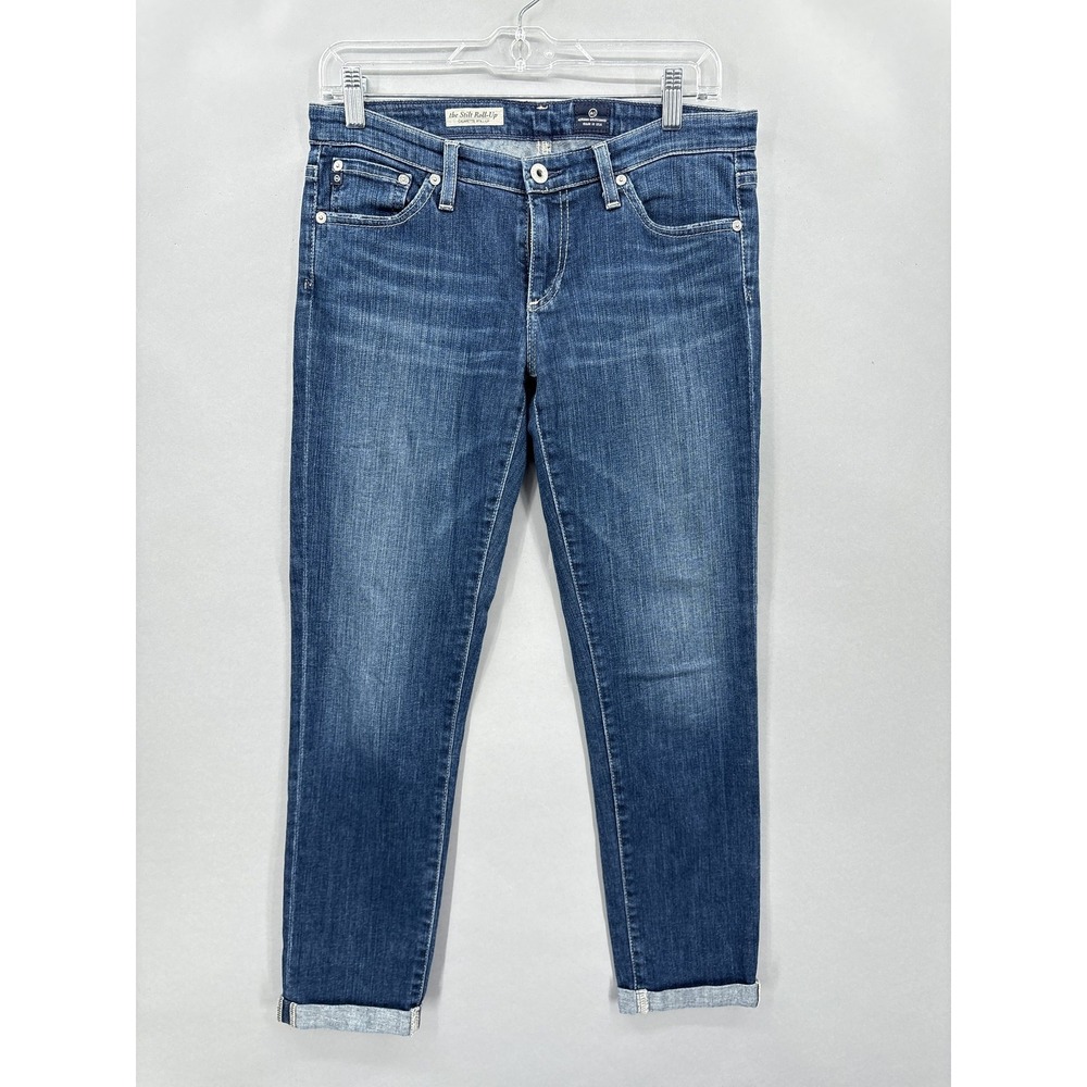 Slim Crop Women's Jeans - Dark Blue Wash